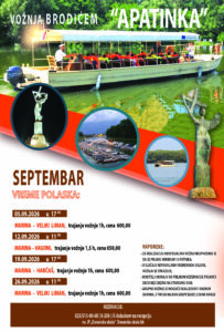 Read more about the article VOŽNJA BRODIĆEM „APATINKA“ – SEPTEMBAR 2026.